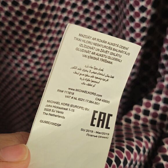 Michael Kors Women's Dress Sleeveless A-Line Midi V-Neck Red Black Size M - Picture 6 of 6